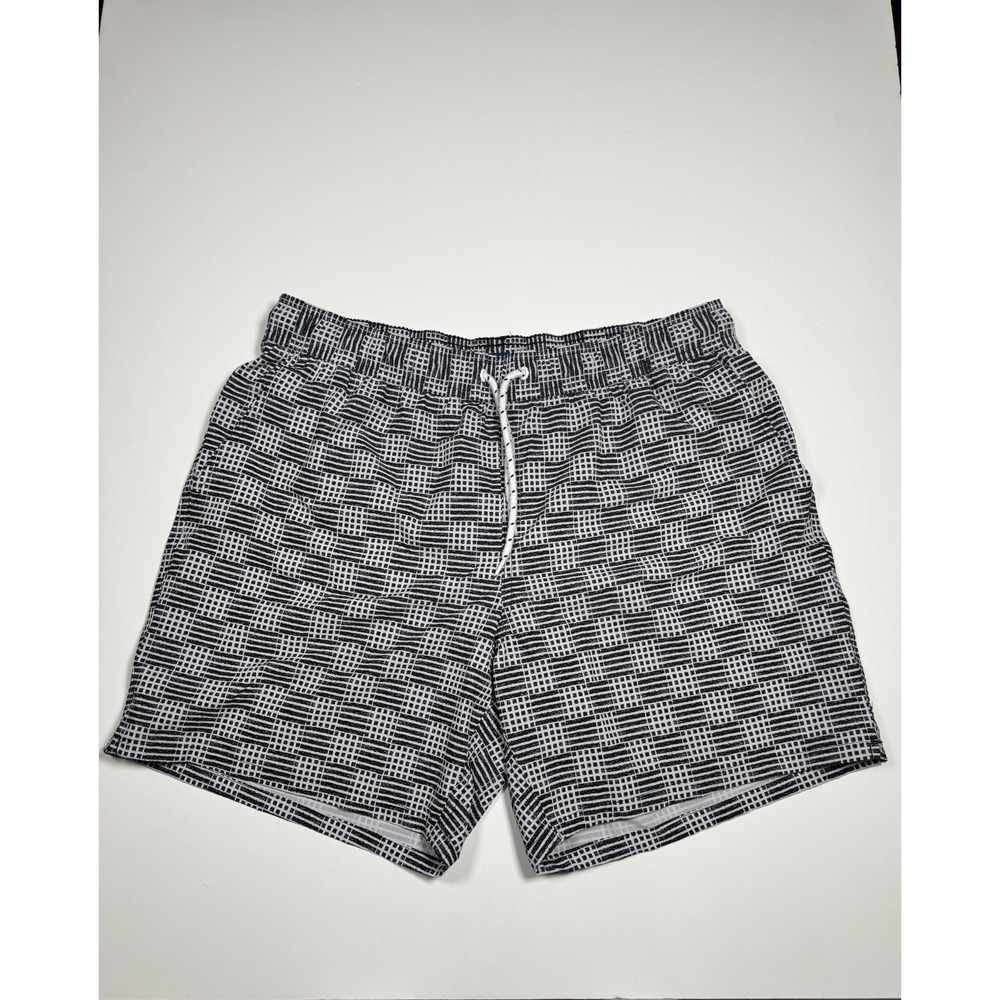 George Trunk Shorts Mens Large 36-38 Black White Abstract Geo Print Mesh Lined
